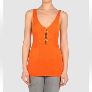 JUST CAVALLI Orange Knit Tank Top 6/42